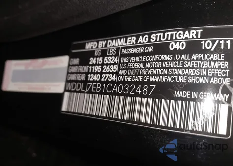 2012 Mercedes-Benz Cls 63 Amg z USA, uszkodzony, nr VIN WDDLJ7EB1CA032487